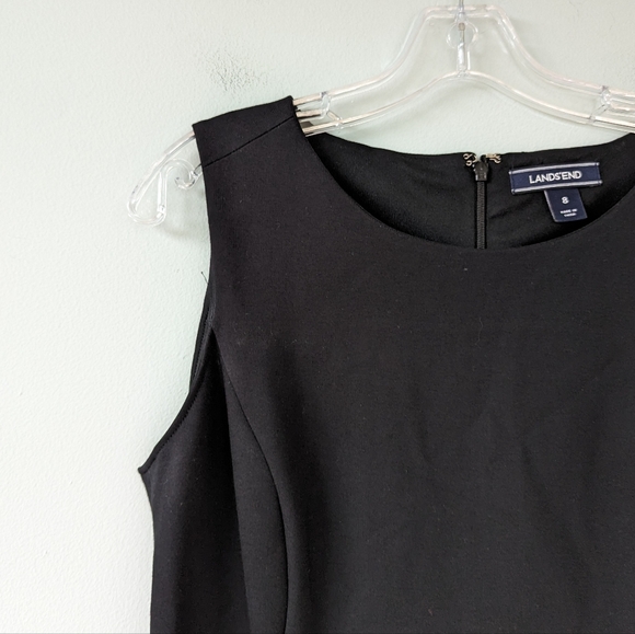 Lands' End Women's Classic Black Ponte Knit Stretch Pockets Sheath Dress - Picture 4 of 8